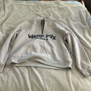 WHITE FOX half zip slightly cropped beige hoodie withh circle on back size S/M